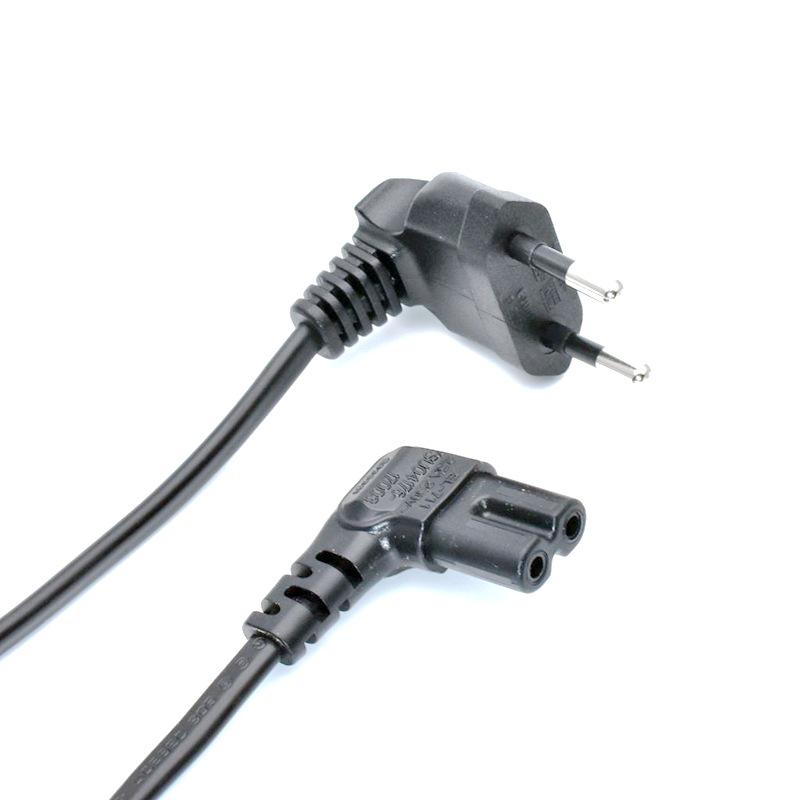 90° L-Shaped Euro 2-Pin Plug Power Cord for Milk Warmer, Tea Brewer, Kettle, Water Heater, Nail Art Machine, Desk Lamp