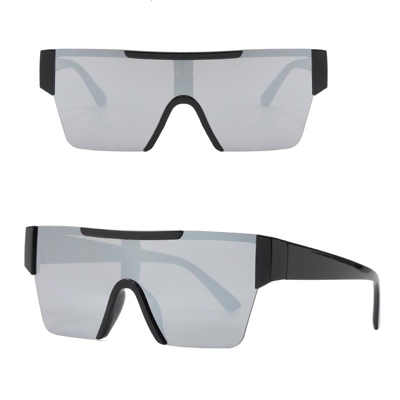 Outdoor Sports One Piece Cycling Sunglasses For Men's And Women's Large Frame Water Silver Cyberpunk Motorcycle Mirror Shades UV Resistant