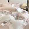 Luxury All-Cotton Floral Embroidery Bedding Set: High-End Long-Staple Cotton Duvet Cover and Bed Sheet.