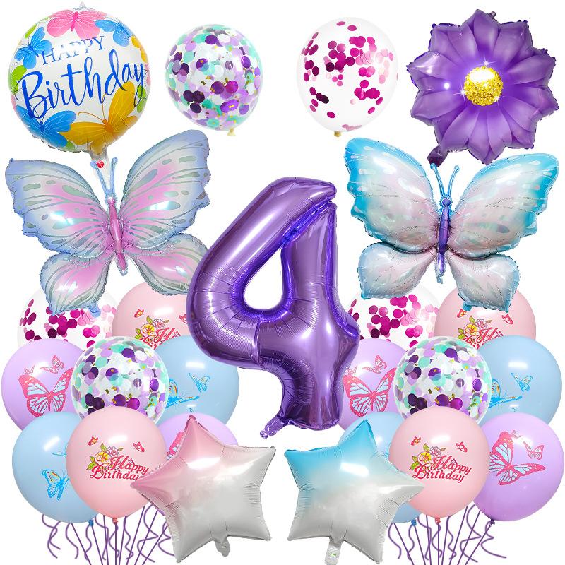 Jungle Butterfly Theme Balloon Set Birthday Party Decoration Props Printed Latex Balloon Scene Arrangement Props