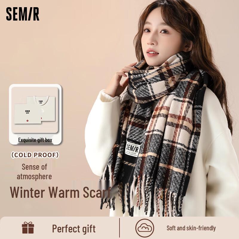 

Женский теплый клетчатый шарф Semir