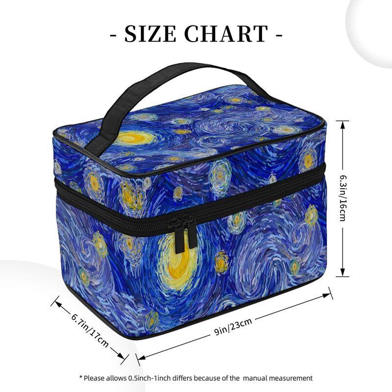 Vincent Van Gogh Cielo Azul Noche Estrellada Impresión Bolsa Organizadora de Maquillaje de Viaje Estuches Cosméticos Grandes Neceser para Niña Mujer Damas