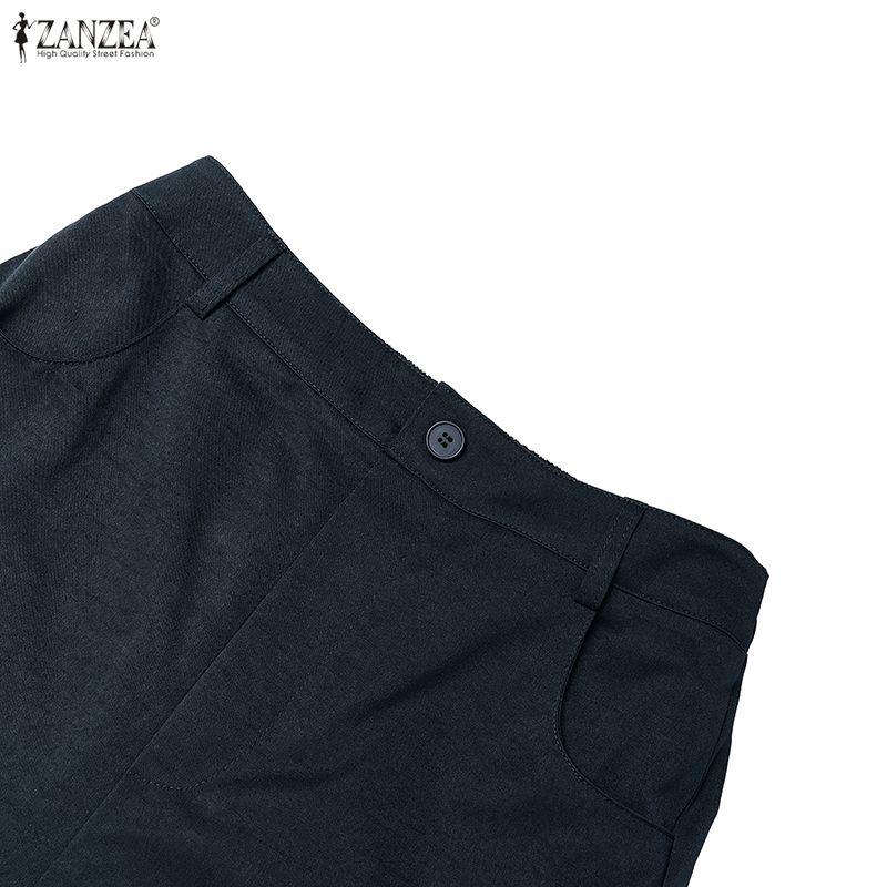 ZANZEA Women Casual Solid Color Loose Cropped Pants