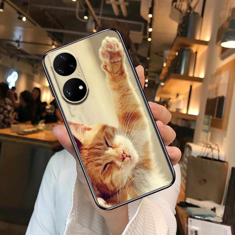 

Чехол для телефона с забавным мультяшным котом для Huawei p50 P40 p30 P20 10 9 8 Lite E Pro Plus, черный чехол Etui с рисунком Hoesjes comic fas Huawei P20 pro