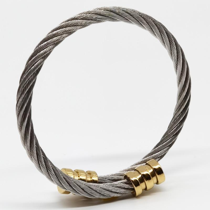 Men's European & American Style Stainless Steel Bracelet: Silver, Gold, Rose, Black Punk Braided with Square & Round Heads