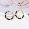 Women's Hoop Earrings Stainless Steel Gold Color Vintage Elegant Black Red White Pink Glazed Ladies Daily Wear Jewelry Gifts