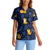 Top de Trabalho Feminino com Gola V de Manga Curta, Stretch e Secagem Rápida, com Estampa Animal e Bolsos
