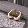 European Chic 18K Gold Plated Crescent Drop Earrings
