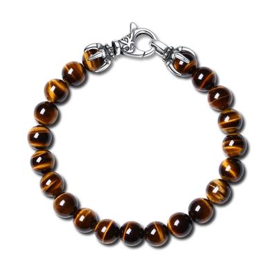 GAVU Tiger Eye Power Stone Bracelet for Men, 19.5cm, for Increased Fortune