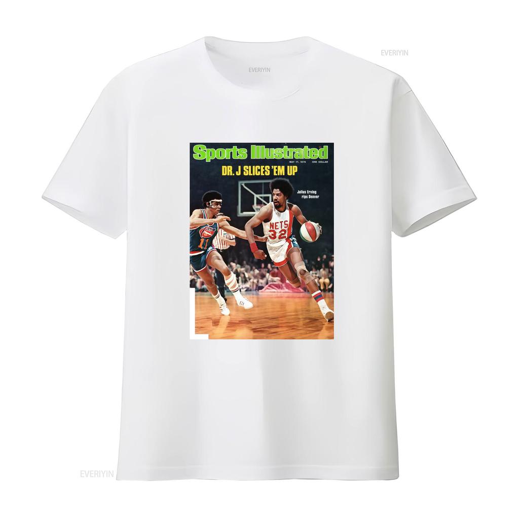 Vintage Retro Basketbol Dr J Julius Erving Sports Illustrated Kapak Baskısı Günlük Sokak Giyimi Tişört vintage Yıkanmış