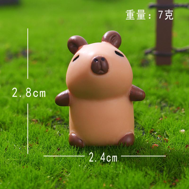 7Pcs/set Cartoon Mini Capybara Animal Miniatures Diy Resin Mini Figures Fairy Garden Decoration Moss Terrarium Micro Landscape