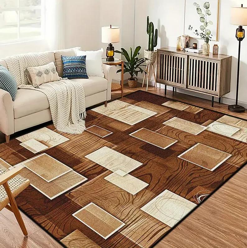 Black Geometric Large Carpet Light Luxury European and Carpet Home Sofa Tea Table Mat Indoor Outdoor Carpet Floor Mat Decoration