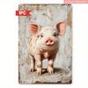 Metal Wall Art Porcelain Pig Vintage Country Style Decorative Poster for Bedroom Living Room