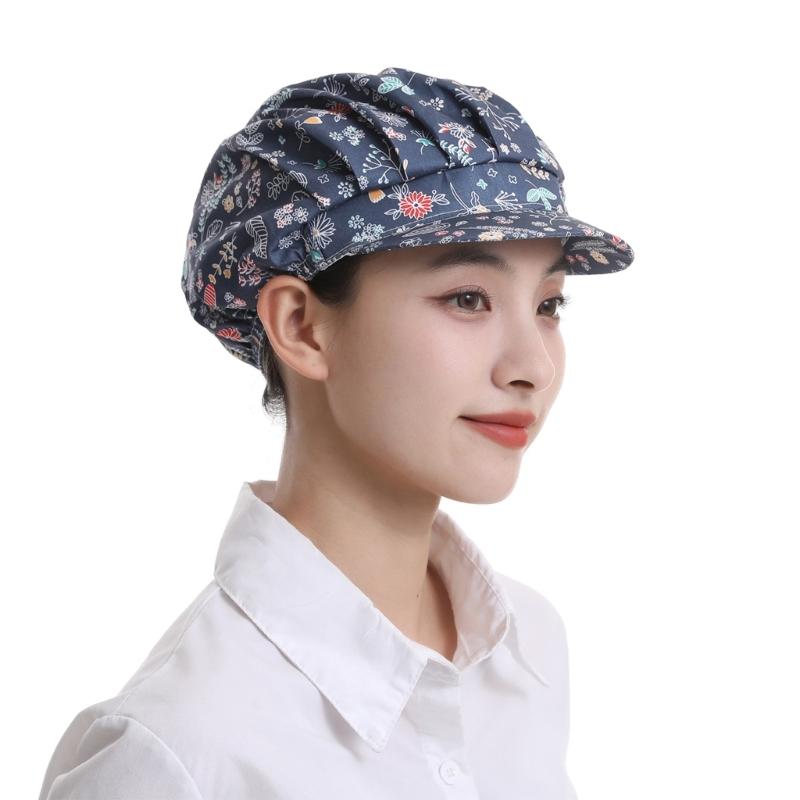 

Modern Cooking Bonnet Protect Hair from Grease and Dust, Suitable for Women Fashionable Cook Work Hat Floral Pattern