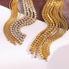 MamacitaSlay 316L Stainless Steel  Zircon Asymmetrical Tassel Earrings Party Waterproof Jewelry Women's Charm Statement Earrings
