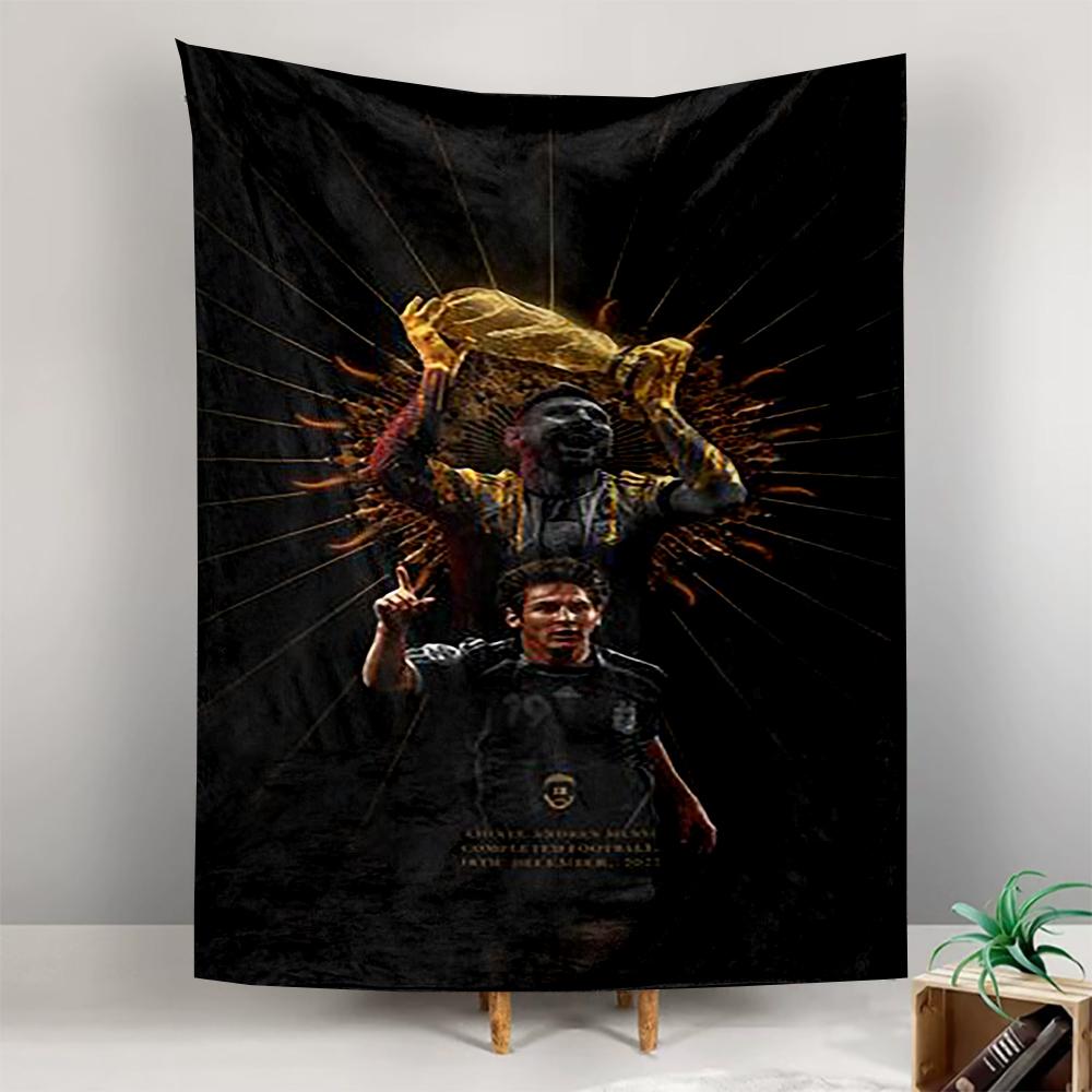 Tapestry Messi Maradona World Cup Trophy Black Gold Poster Wall Hanging