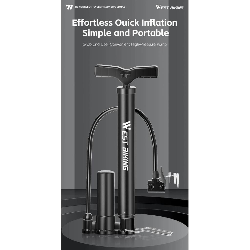 WEST BIKING 120PSI Bike Pump Portable Floor Bicycle Pump For Schrader/Presta Valve Bike Tire Inflator MTB Road Bike Accessories