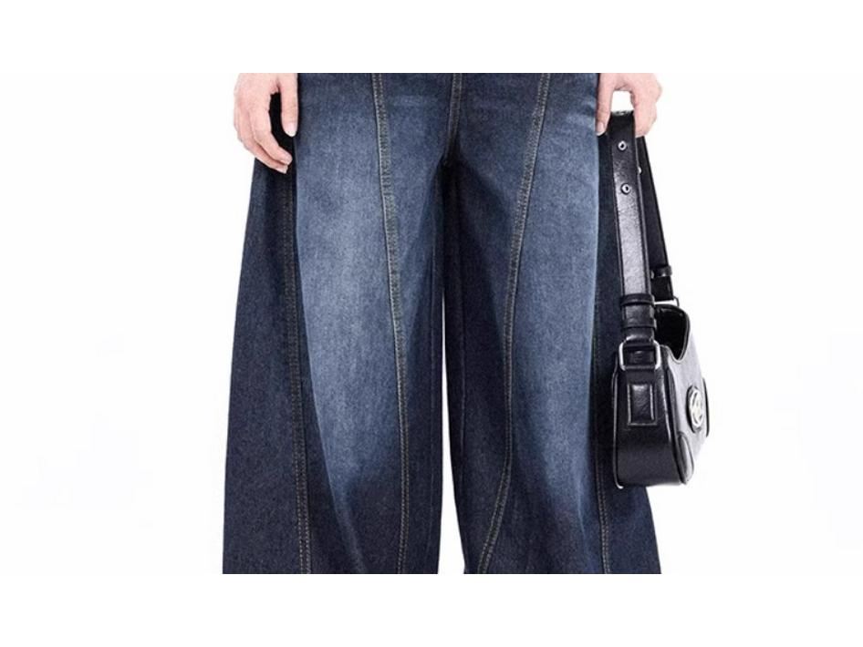 Unisex American Wide-Leg Baggy Scythe Jeans, Washed Silhouette, Spring/Autumn 2025 Style.
