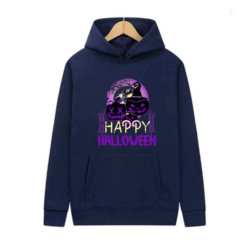 Men Long Sleeve Hoodie Christmas Black Pumpkin Print Autumn Casual Fashion Pullover Street Trend Hooded Sweatshirt Creative Tops