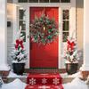 Christmas Wreath with Golden Bell Front Door Garland Waterproof Red Rose Petals Pine Cones Festive Holiday Decoration