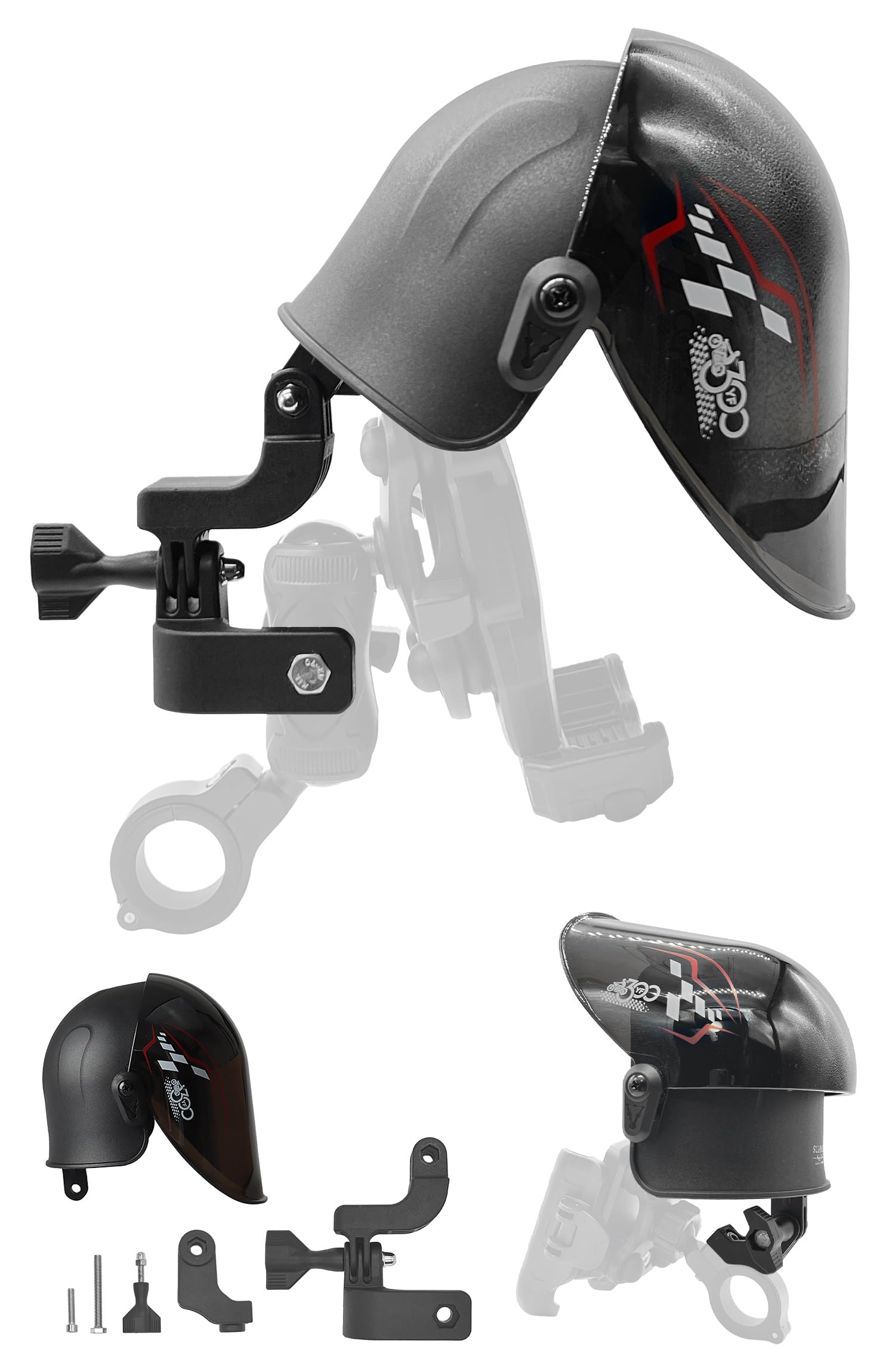 

GOROPRI Motorcycle Smartphone Sun Sun and Rain Shield with Kaedear Universal Retrofit Type with 3 Mounting Methods Holder, Sunshade, Visor,