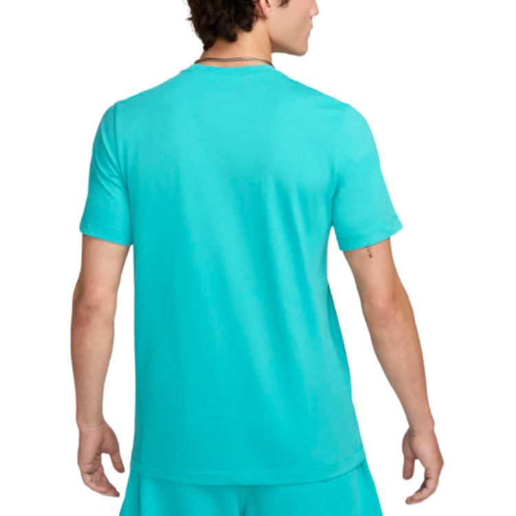 Nike Logo Printed Crew Neck Straight Cut Short Sleeve T-Shirt Men Tops Blue AR4999-345