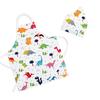 Athbavib Kids' Apron, Cute Dinosaur, White, with Triangle Scarf and Pockets, Adjustable, 50*60cm, Waterproof Cotton, Easy Care, for Boys and Girls, Ki