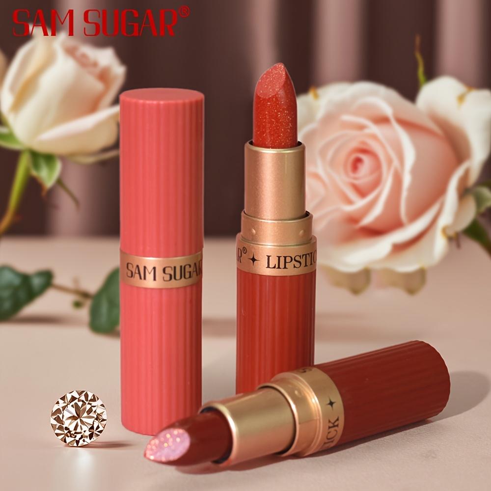 Glitter Shimmer Lipstick, Waterproof Long-Lasting Shine, Non-Stick Formula, Bright Red Tint  Cream Texture, Moisturizing Lip Balm