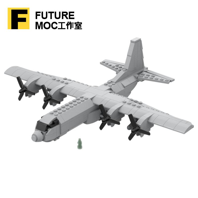 MOC-32872 C-130 Maßstab 1:125 Transportflugzeug Modellbausteine Kriegsausrüstung Modulare Technologie Geschenk Feiertag Zusammenbau Spielzeug