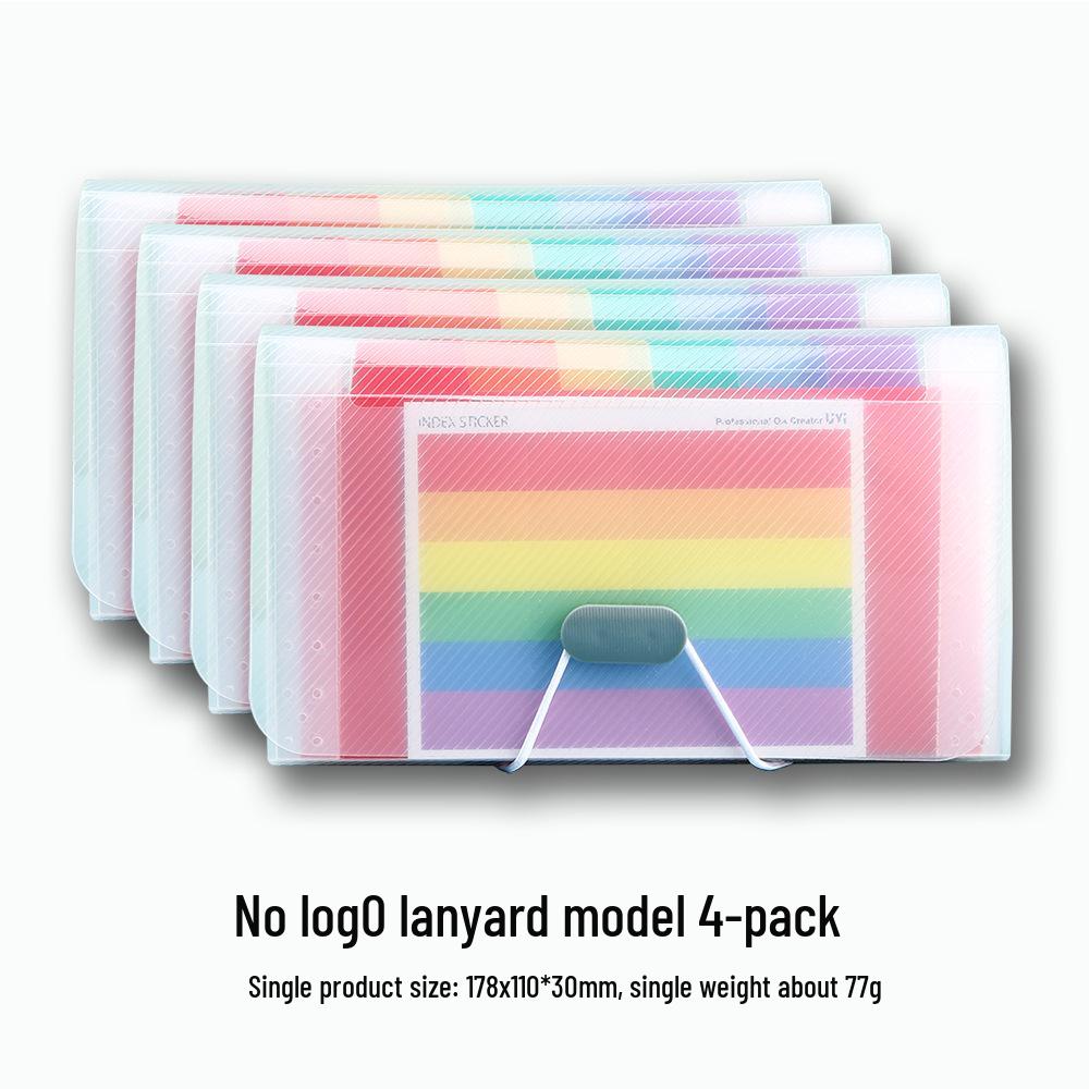 Rainbow 13-Compartment Mini Accordion Folder - A6 Multi-layer Document and Receipt Organizer with Snap Button Closure.