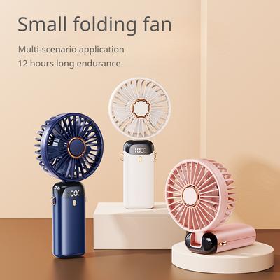 2023 New Mini Handheld USB Fan, Portable and Foldable with Digital Display for Office, Students and Outdoor, Hand Fans