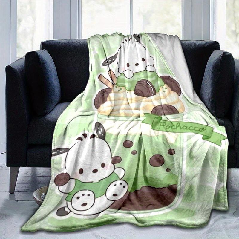 1pc, Sanrio Cute Pochacco Matcha Dessert Home Decor Blanket, Perfect Gift for Bedroom, Living Room, Travel, Camping, Car, Beach & Office Naps. Soft Fl