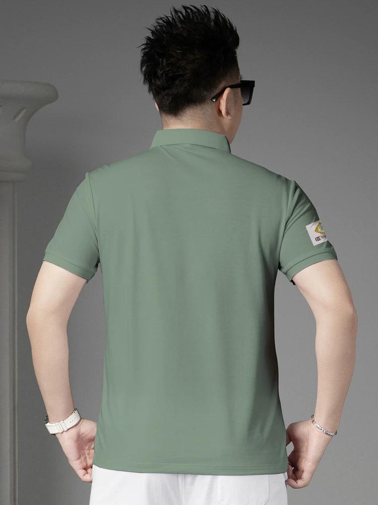 European Style Lapel Short-Sleeve T-Shirt for Men, Summer 2025 New Trendy Embroidered Top, Men's Half-Sleeve Polo Shirt