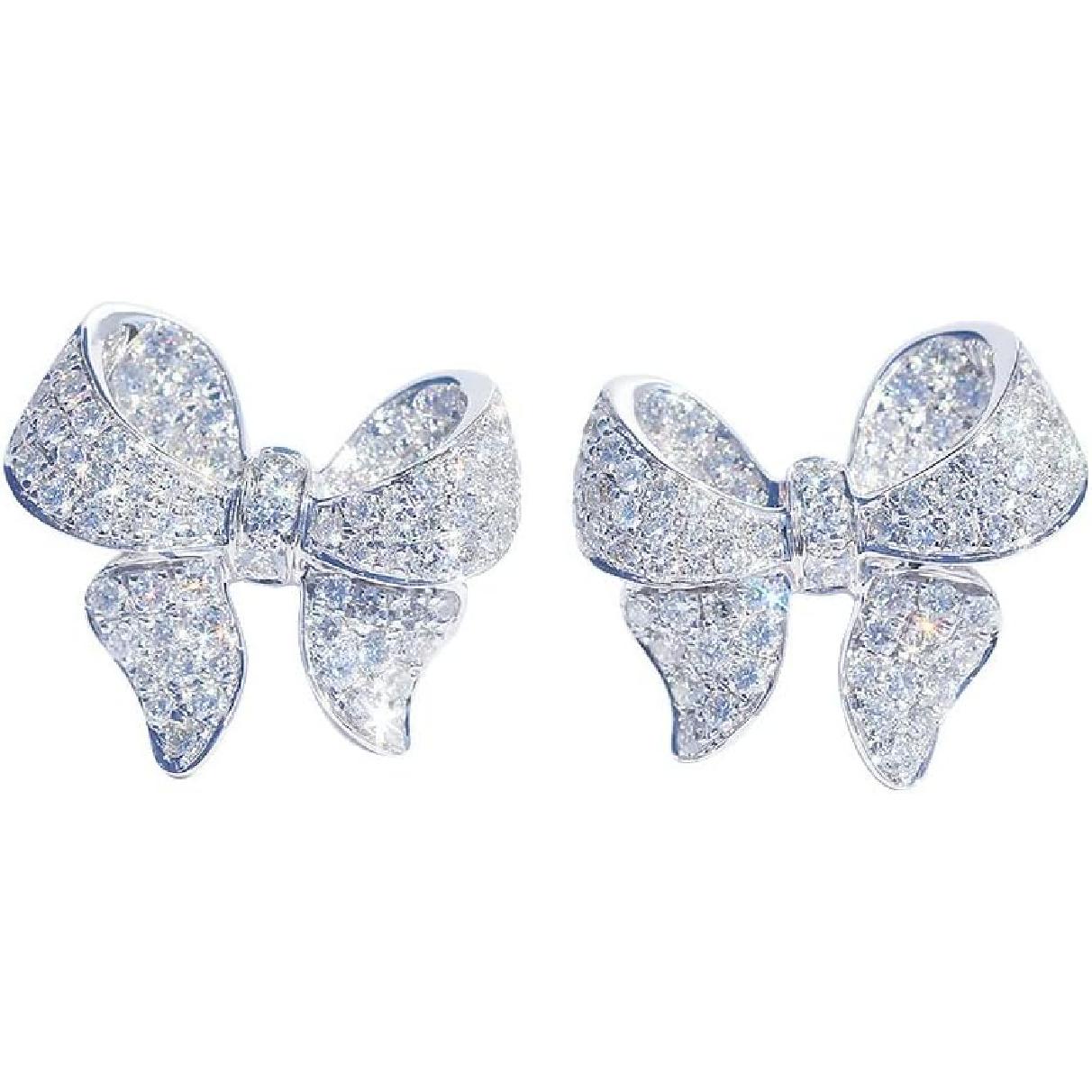 

Серьги-пусеты с крупными цирконами 16 мм и бантиками, серьги-бантики с цирконами, серебряные серьги-бантики для женщин, серьги-цепочки со стразами, хрустальные серьги-феи