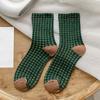 5Pairs Patchwork Checkered Cotton Socks Elastic Grids Socks Cozy Women Tube Sock  Gift
