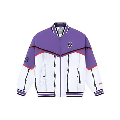 Color Block Loose Fit Zipper Warm Cotton Jacket Men Jacket Ultraviolet AJDR545-2