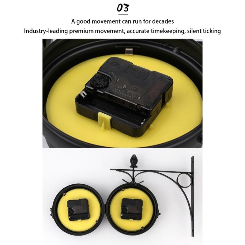 Antique Iron Double Side Wall Clock Easy Read Hanging Wall Clocks Home Decors for Outdoor Indoor Photography Props