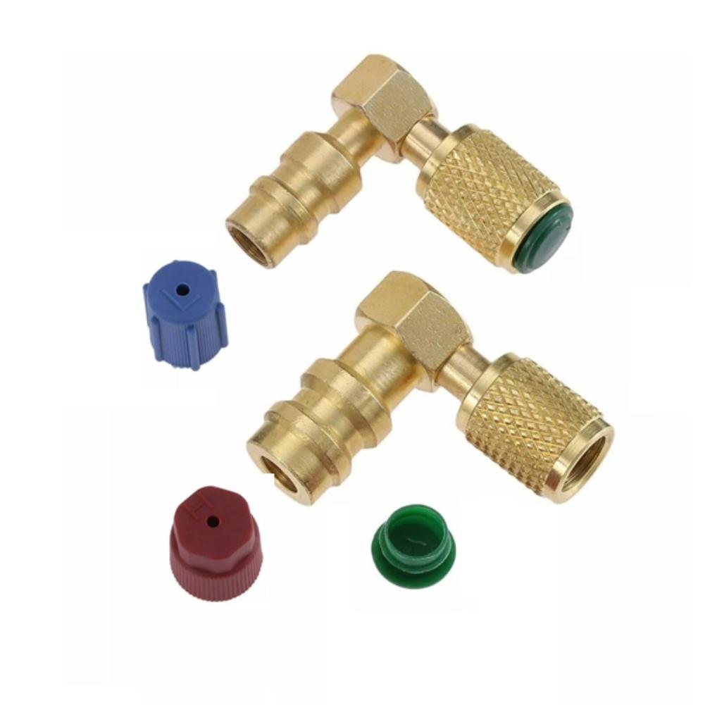 Valve Adapter Kit R12 To R134A Conversion High/Low Pressure AC Adapter Kit Quick Coupler Valve 90° Quick Coupling Valve Fittings