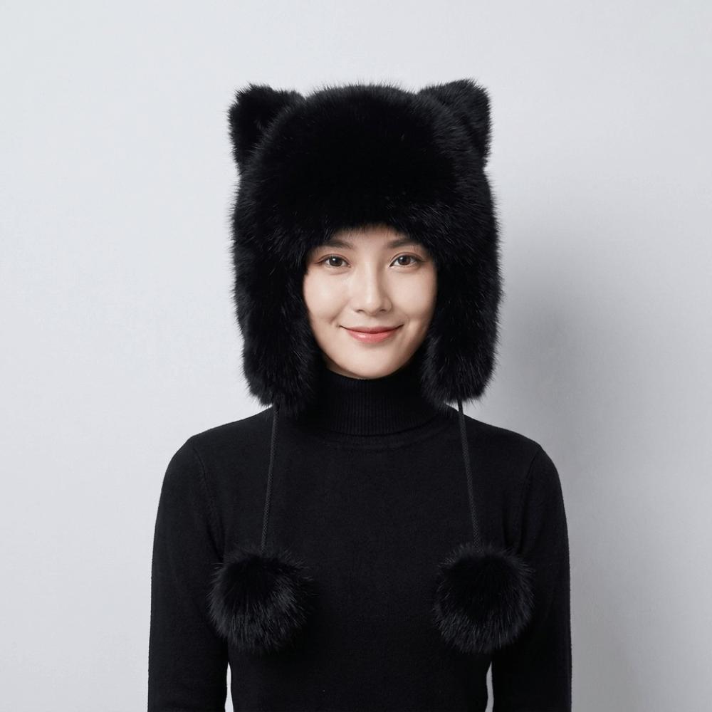 Windproof Faux Fur Beanie Thickened Winter Hat Cozy Raccoon Hat  Outdoor Activities