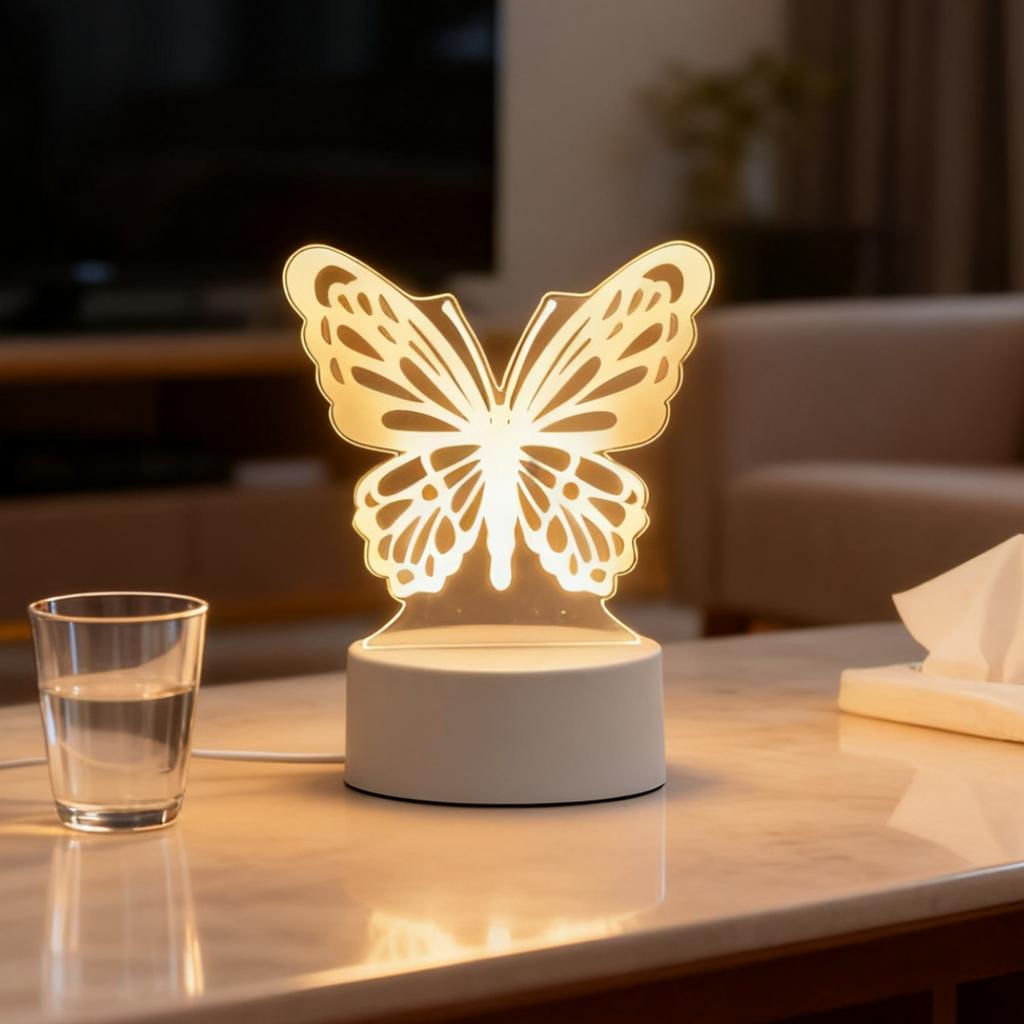USB Warm Light Butterfly 3D Luminous Night Light, a Small Gift for Family and Friends, Home Decoration