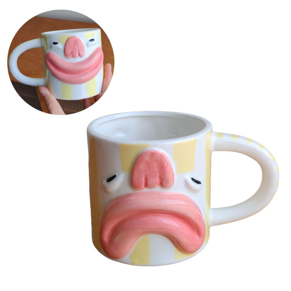 

Double-sided Funny Face Mug Colorful Cartoon Water Cup Portable Ceramic Coffee Mug Tableware Style B