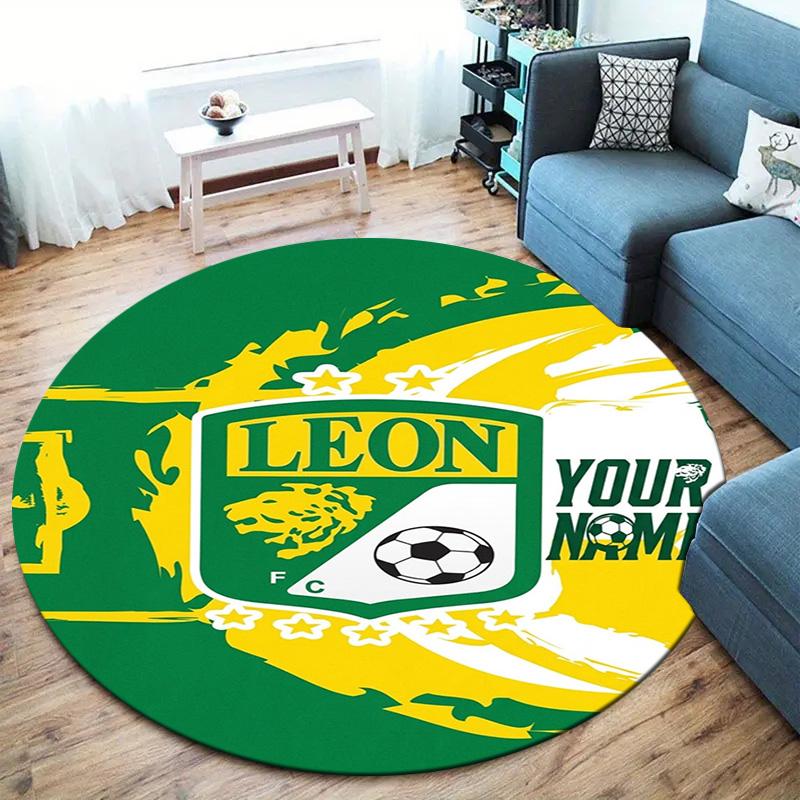 Leon Fc Crest Custom Name Round Area Rug Carpet Rug For Living Room Bedroom Sofa Playroom Decor Nonslip Floor Mat