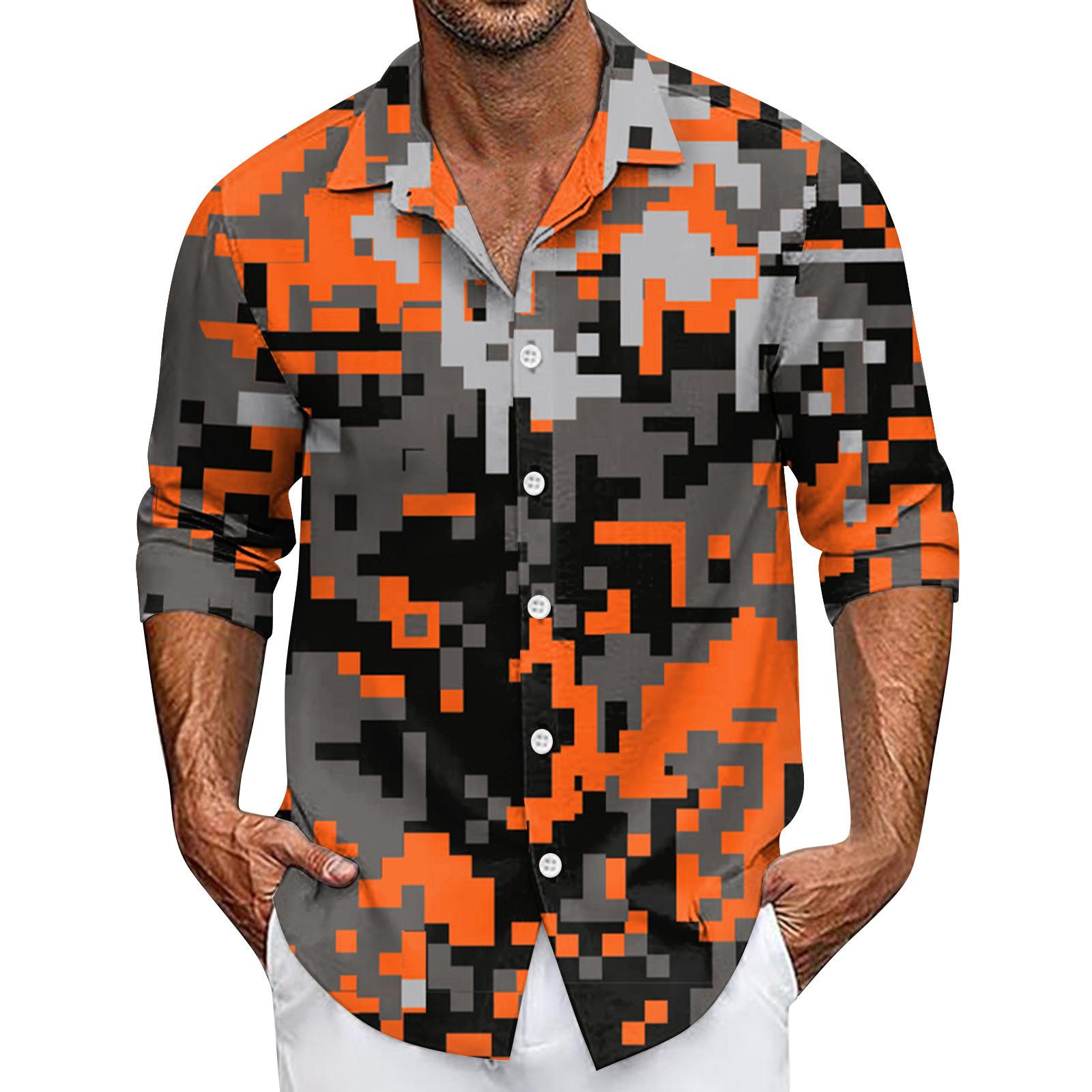 

Чоловіча літня нова сорочка з довгим рукавом, кардиган, пляжна сорочка L помаранчевий