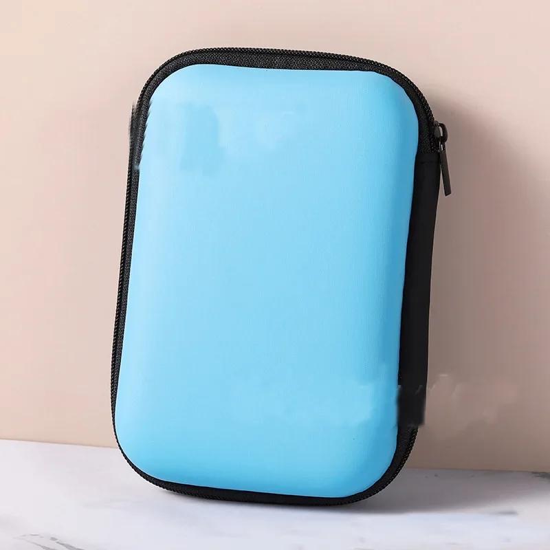 

New Arrival Headphone Data Cable Storage Case Charger Power Bank Rectangular Box EVA Zipper Bag Pocket Pouch Travel Organizer синій