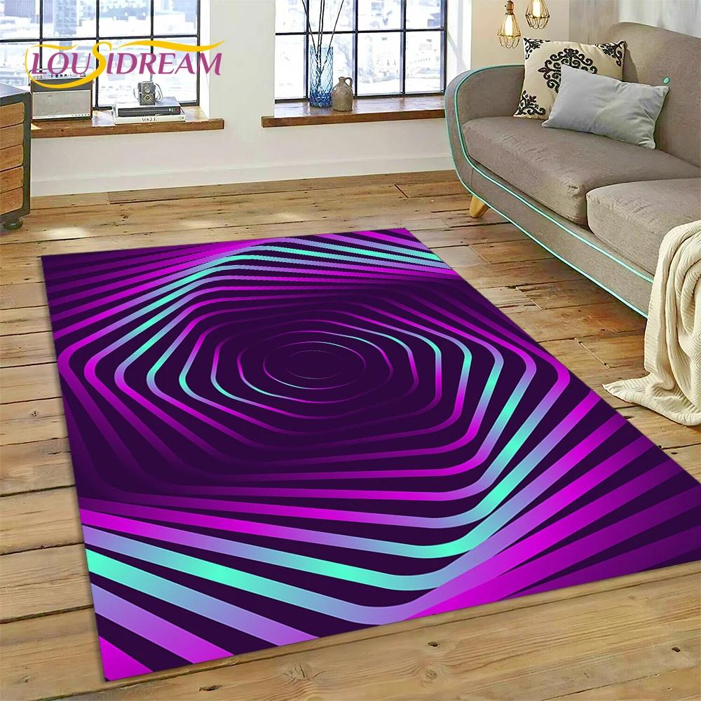 3D-Vortex-Teppich mit visuellen Illusionen für Wohnzimmer, Schlafzimmer, Heimdekoration, Bodenmatte, rutschfeste Dekoration für Sofa, Küche, Fußmatte