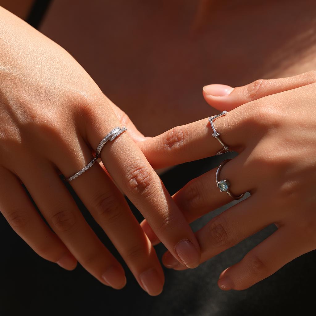 MODIAN D Moissanite Rings 925 Silver Trendy Sparkling Lab Diamond Geometric Finger Ring For Women Fine Jewelry