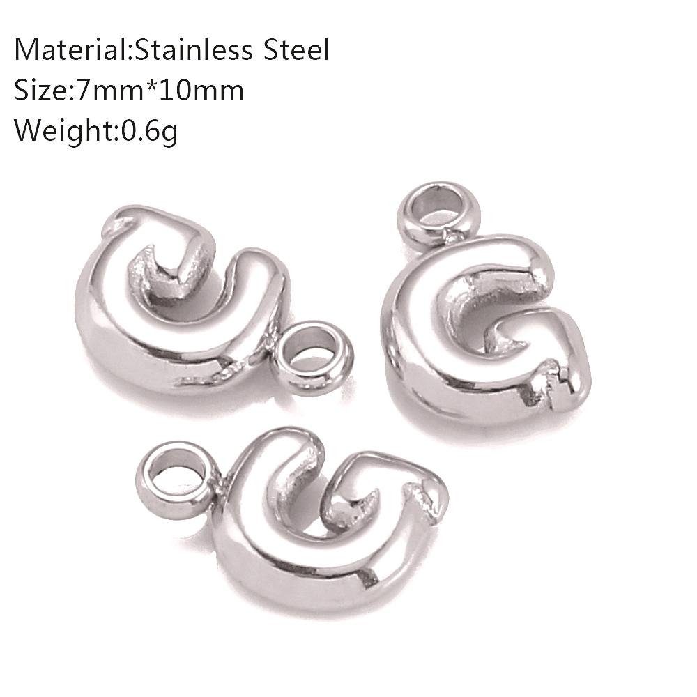 3Pcs Mini Balloon Alphabet Charms Cute Small Initial Bubble English Letter Stainless Steel Pendants DIY Necklace Bracelet Making