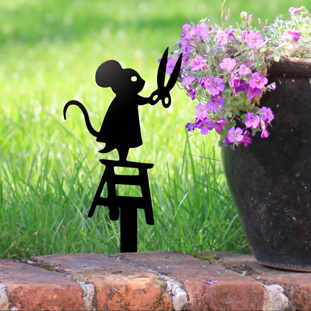 Metal Garden Art Sculpture Lawn Stake, Art Deco Style Iron Animal Decor, Wedding Party Outdoor Ornament