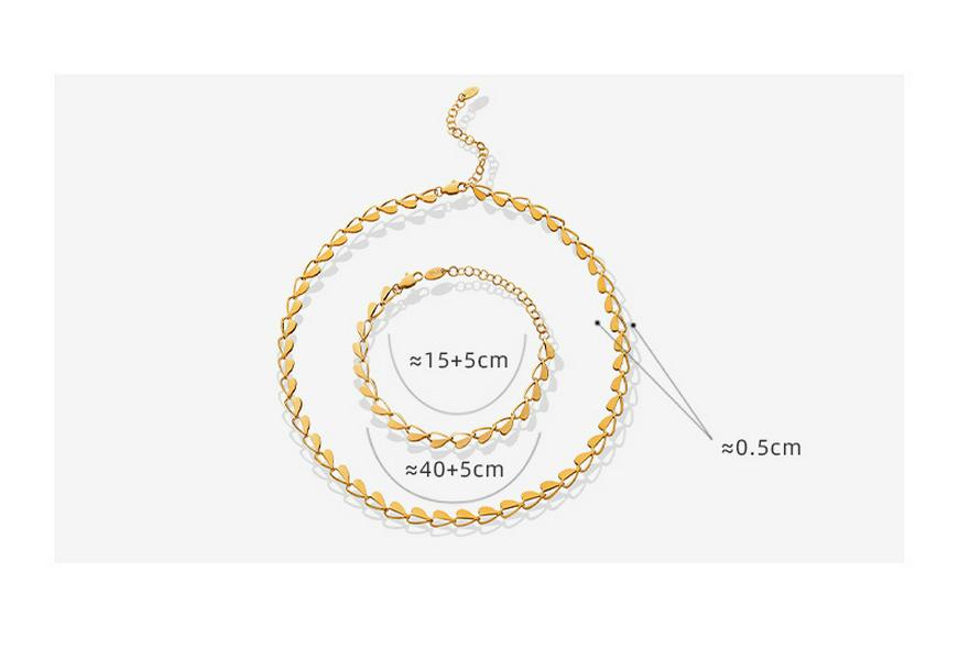 European & American Fashion Slim Waist Hollow Heart Necklace & Bracelet Set