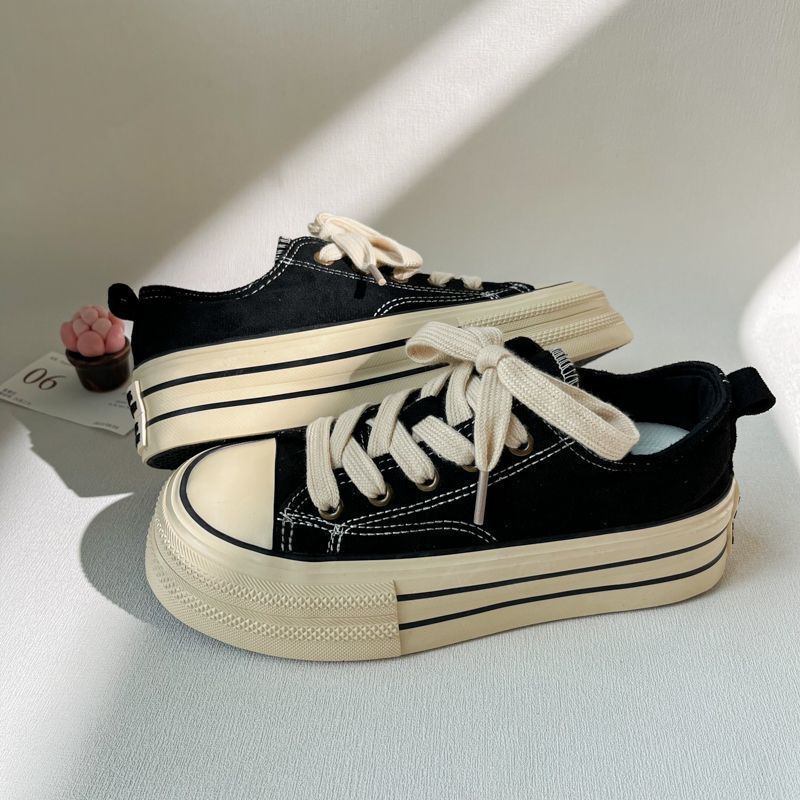 Maillard Women's Shoes Trendy Shoes Autumn New Canvas Shoes Heightened Platform Versatile Student Board Shoes Couple Casual Shoes Men